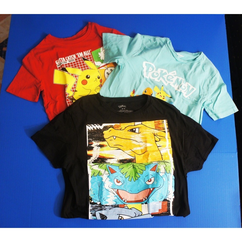 Lot of 3 Vintage Pokémon T-Shirt Pikachu+ - Size XL and M - Picture 1 of 4